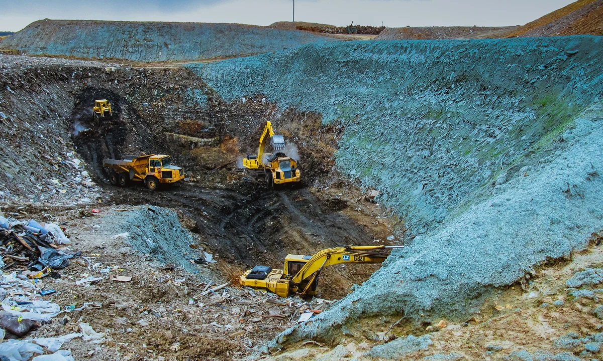 Cover application at an excavation
